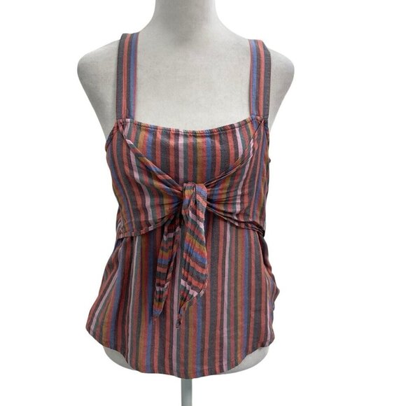 Madewell Retro Rainbow Stripe Tie Front Cami Tank Top Colorful Preppy size 4 - Picture 1 of 8